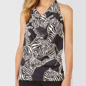 Adrienne Landau Black & White Sleeveless Top(Size Large)